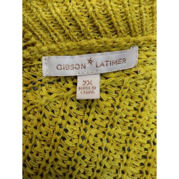 Gibson Latimer Sweater Loose Knit Pullover Mustard Yellow Oversized Plus 2X - Picture 4 of 6